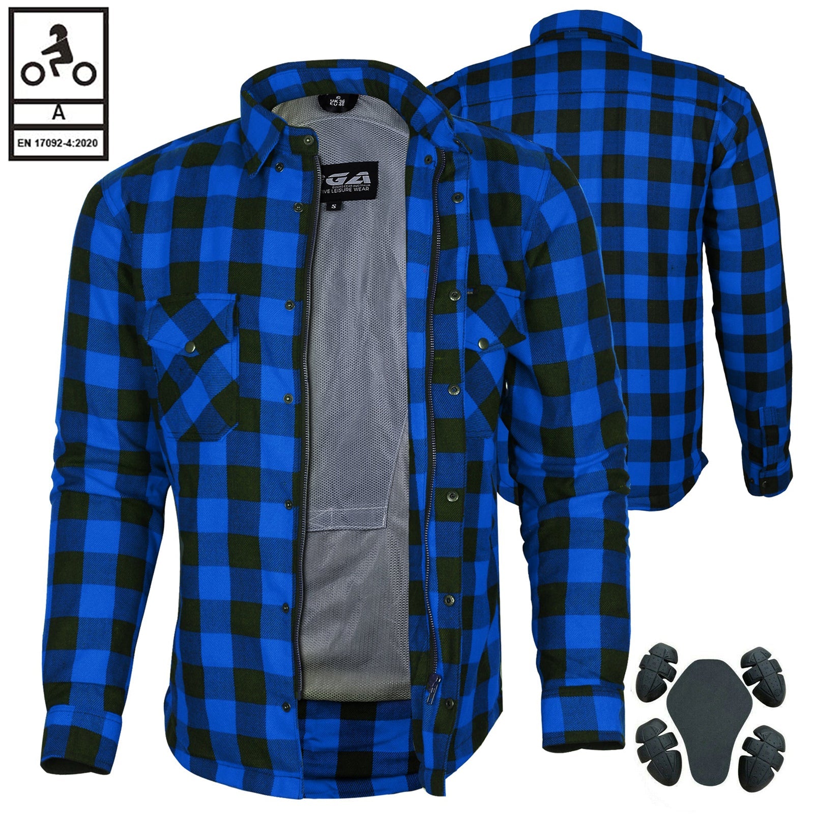 EURO STARS Lumberjack - Camicia in Kev con protezioni, antistrappo, antivento, impermeabile, in flanella, da motociclista, da falegnameria, da motociclista (M, grigio