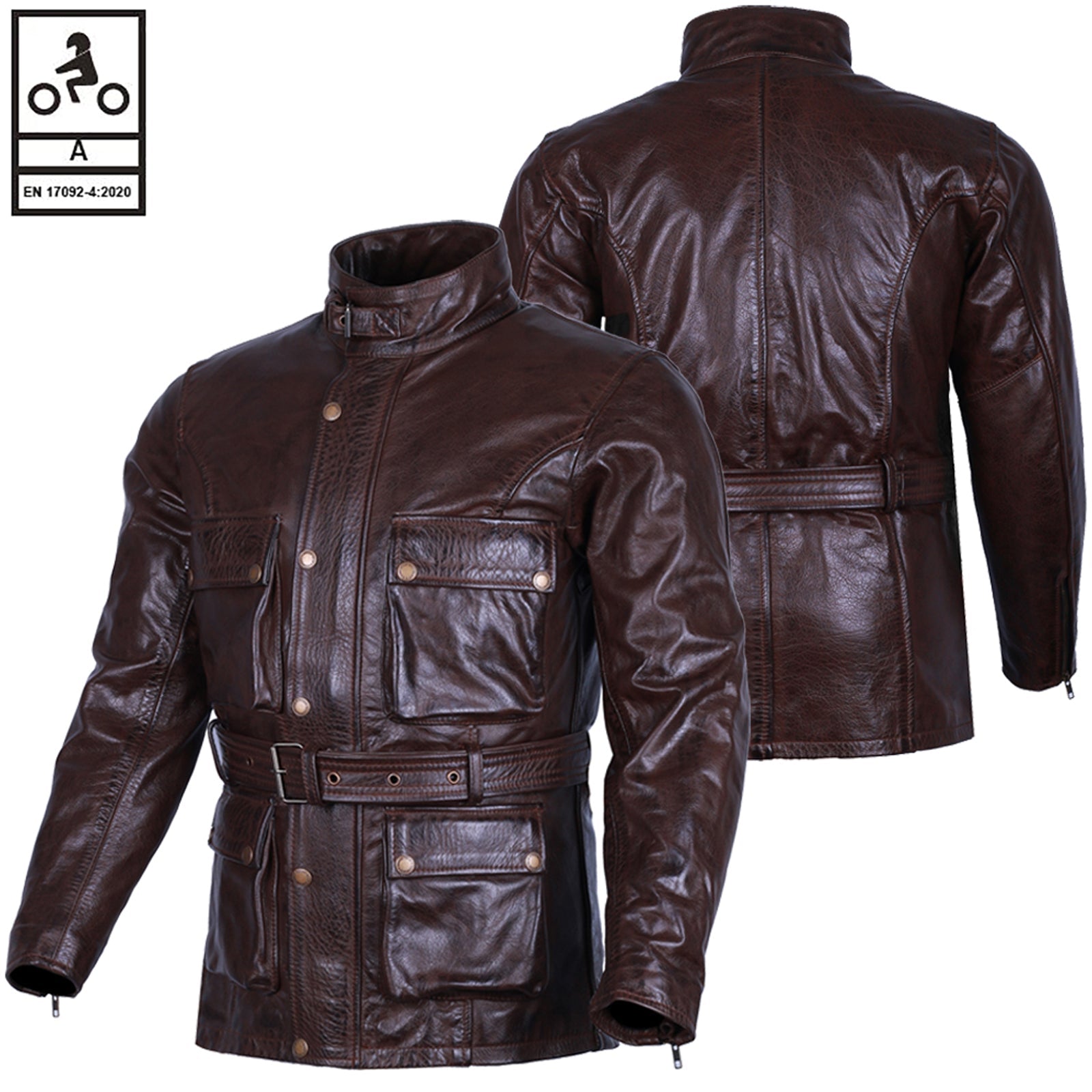 Bikers Gear Australia Trail Master Motorradjacke aus gewachstem Leder, Braun