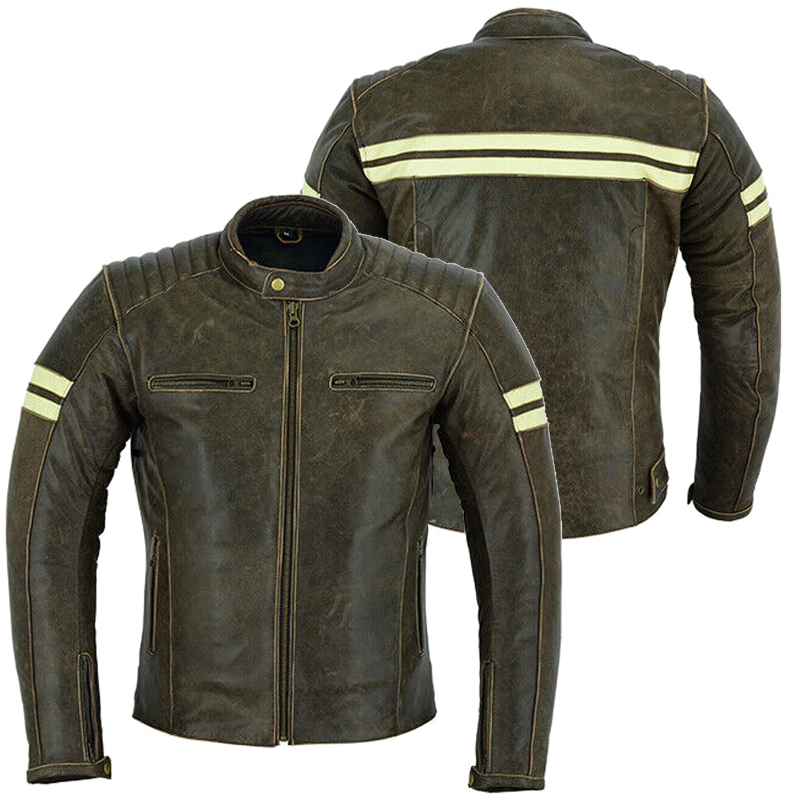 Bikers Gear Australia Motorrad-Lederjacke Braun Roadster Classic
