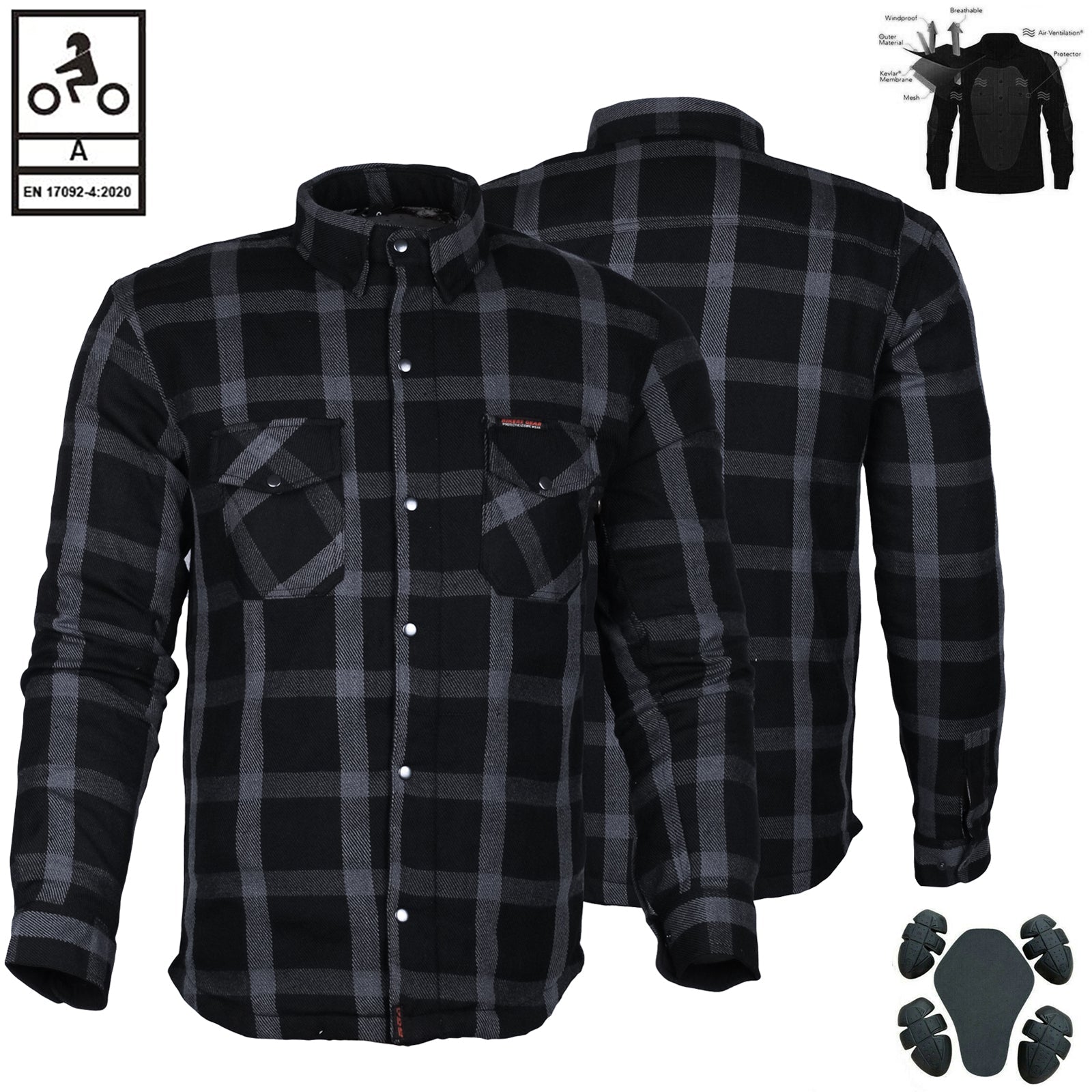 Bikers Gear Australia Timber HD Moto foderata con camicia in Kevlar
