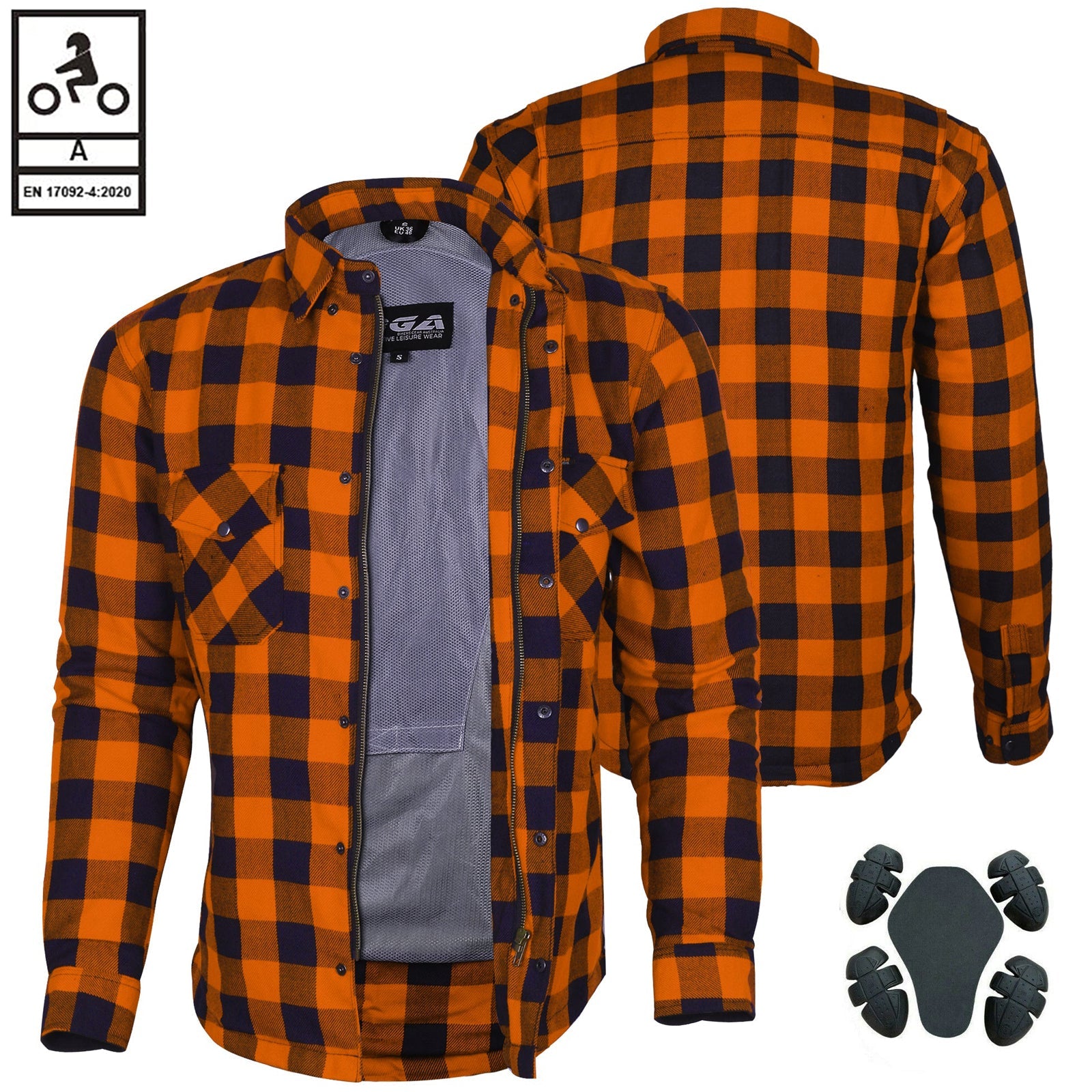 Bikers Gear Australia Exo Camicie protettive in flanella da moto in Kevlar