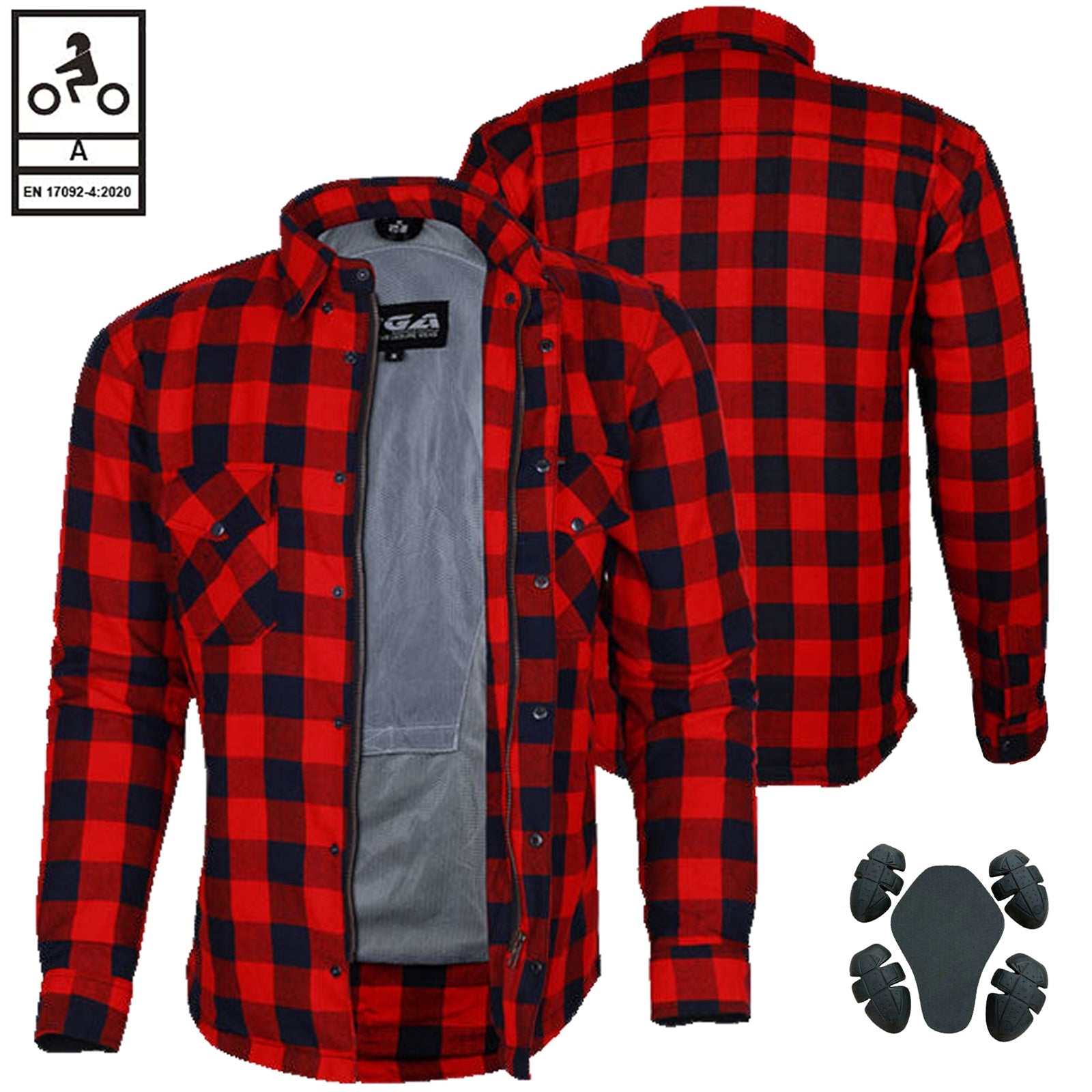 Bikers Gear Australia Exo Camicie protettive in flanella da moto in Kevlar
