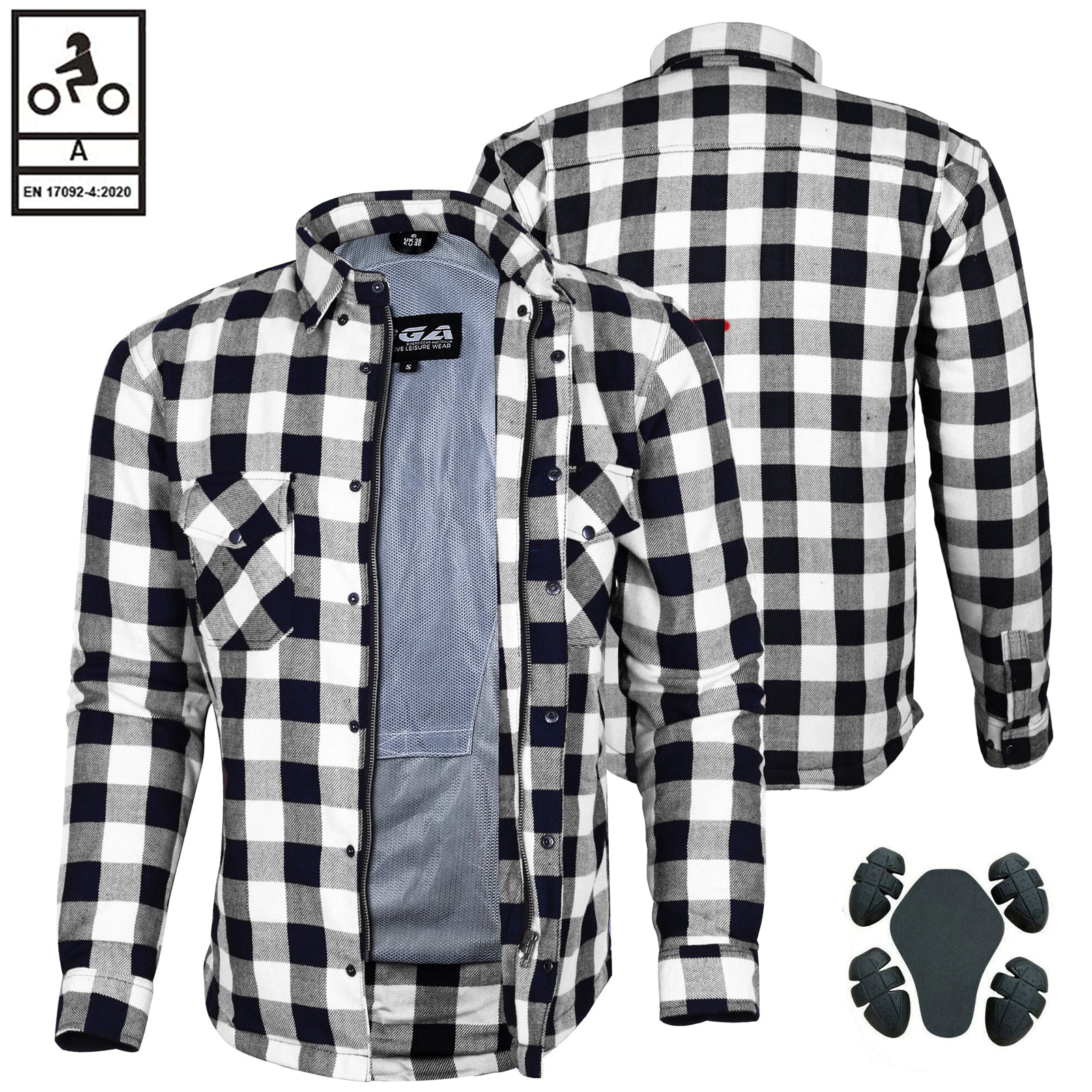 Bikers Gear Australia Exo Camicie protettive in flanella da moto in Kevlar