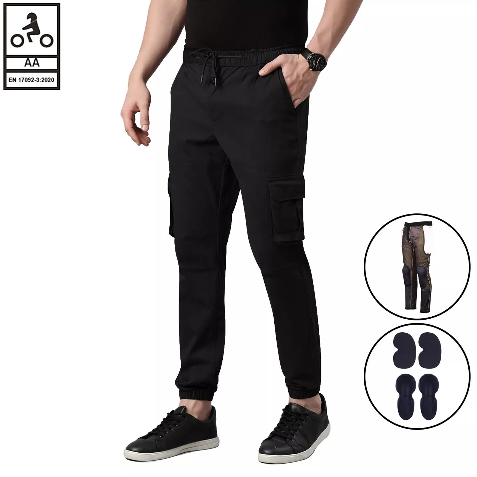 Pantaloni da motociclista Cargo elasticizzati casual da uomo Bikers Gear Australia Charlie con fodera in Kevlar