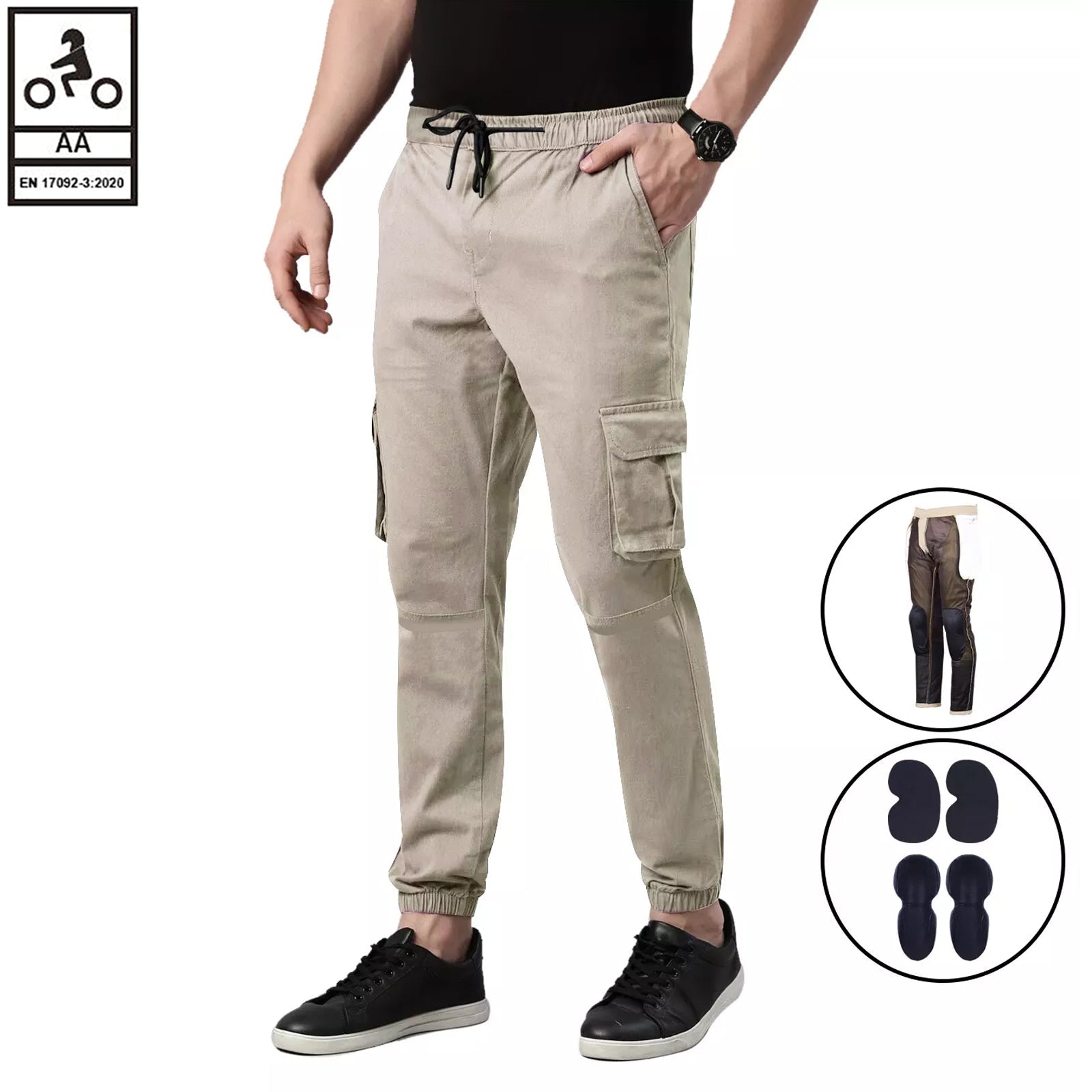 Pantaloni da motociclista Cargo elasticizzati casual da uomo Bikers Gear Australia Charlie con fodera in Kevlar