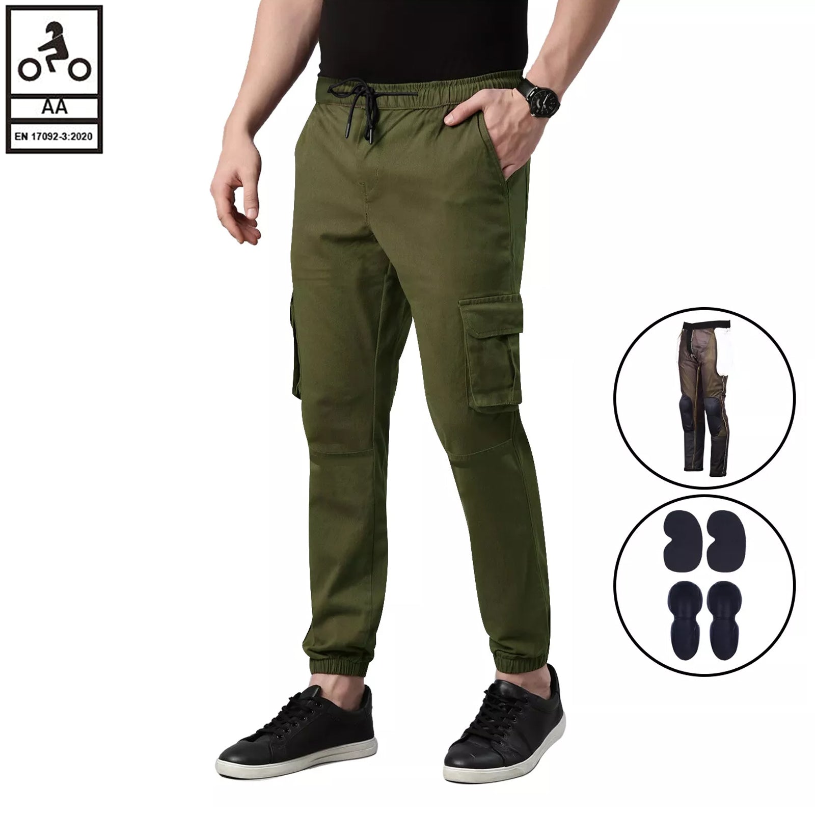 Pantaloni da motociclista Cargo elasticizzati casual da uomo Bikers Gear Australia Charlie con fodera in Kevlar