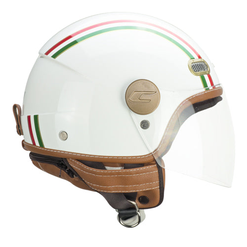 CGM 191I Pix It Open Face Motorcycle Helmet Green / White / Red Long