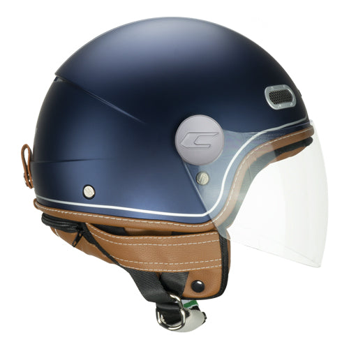 CGM 191V Pix Vintage Open Face Motorcycle Helmet Blue / Silver Satin Long