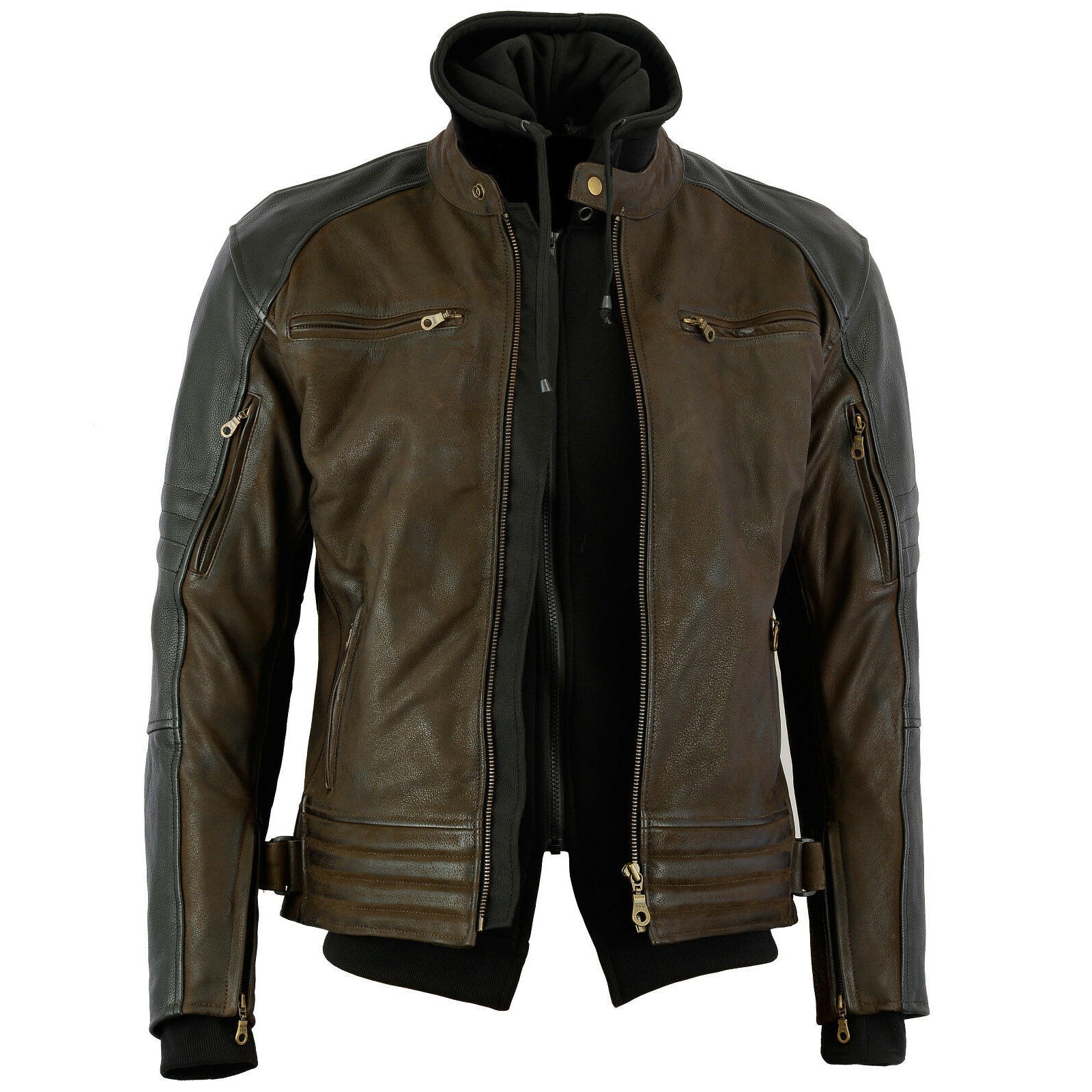 Bikers Gear Australia Motorradjacke aus braunem, gewachstem Nubukleder