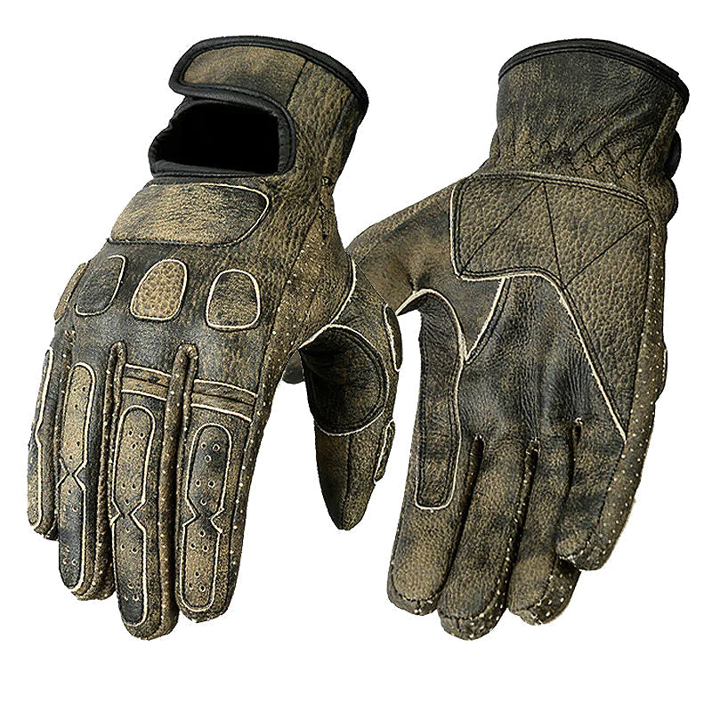 Bikers Gear Australia Tasker Leather Motorcycle Gloves Distressed Brown