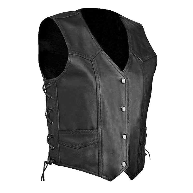 Leatherick Gilet da Motociclista in vera Pelle nera da Uomo | FindTheDeal Leatherick Gilet da Motociclista in vera Pelle nera da Uomo | FindTheDeal