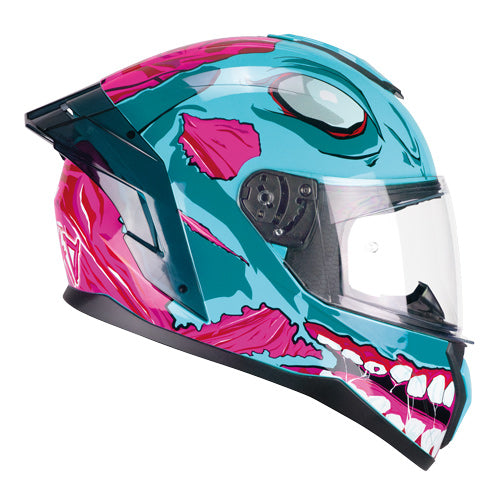 Casco integrale da moto CGM 330U Riot Undead Blu Rosa