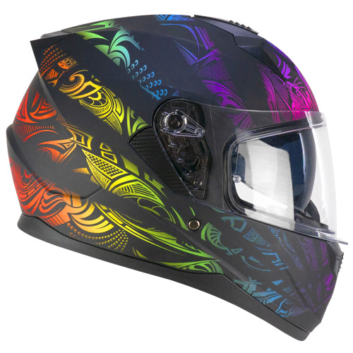 Casco integrale da moto CGM 3MHS Speeder Rainbow Nero / Verde / Rosso Opaco