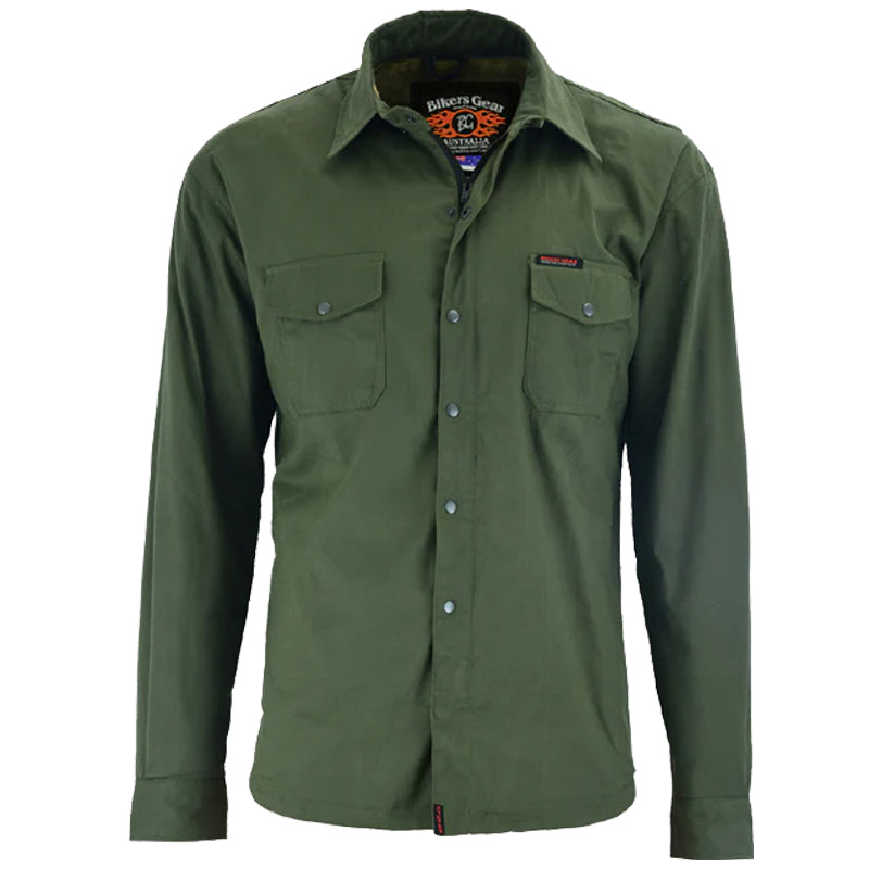 bikers gear australia hemd Bikers Gear Australia Icon HD Kevlar-gefüttertes Flanellhemd Oliv