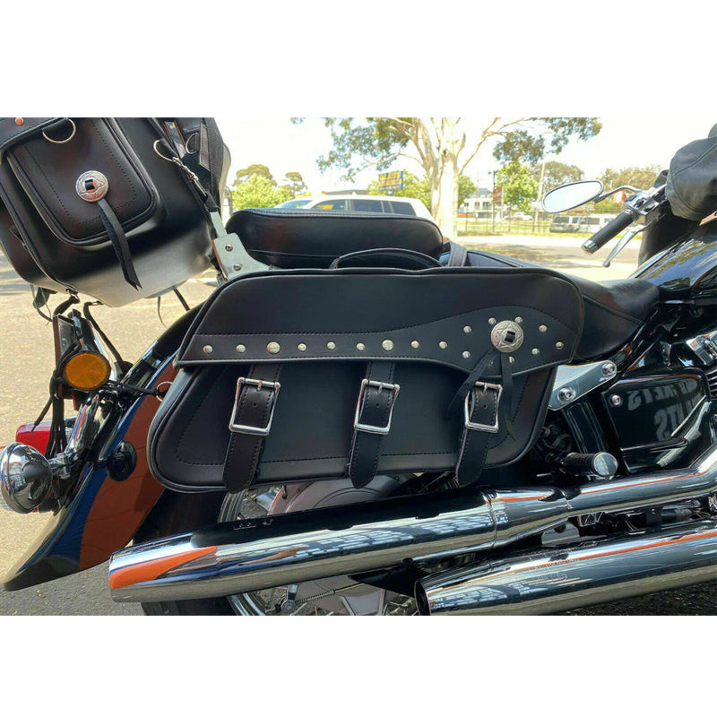 Bikers Gear Australia Fender Studded Leather Motorcycle Saddlebag