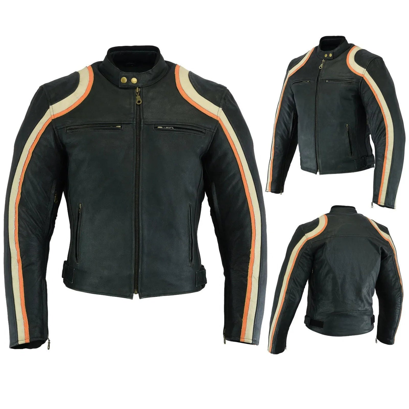 Bikers Gear Australia Retro Vintage Cafe Racer CE Motorcycle Leather Jacket